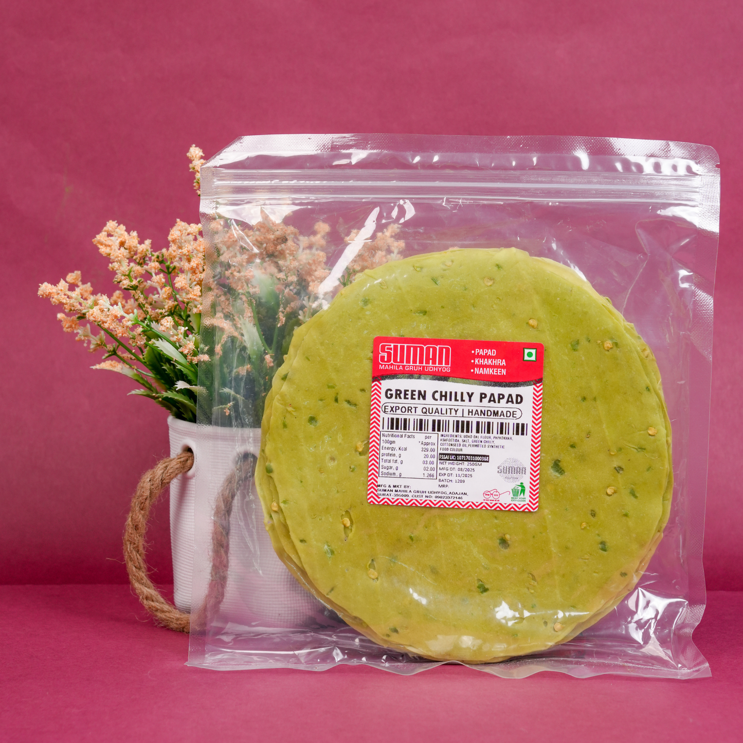 3 Flavour Chilli Papad Combo – Red | White | Green