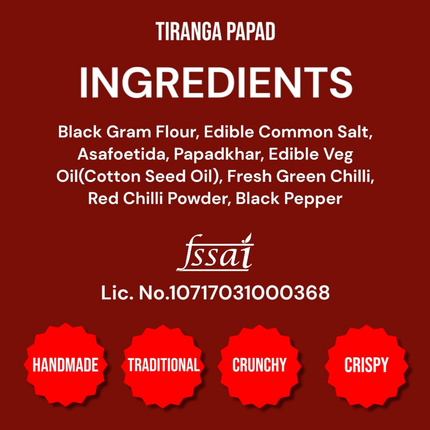 Handmade Tiranga/ 3 in 1 Papad
