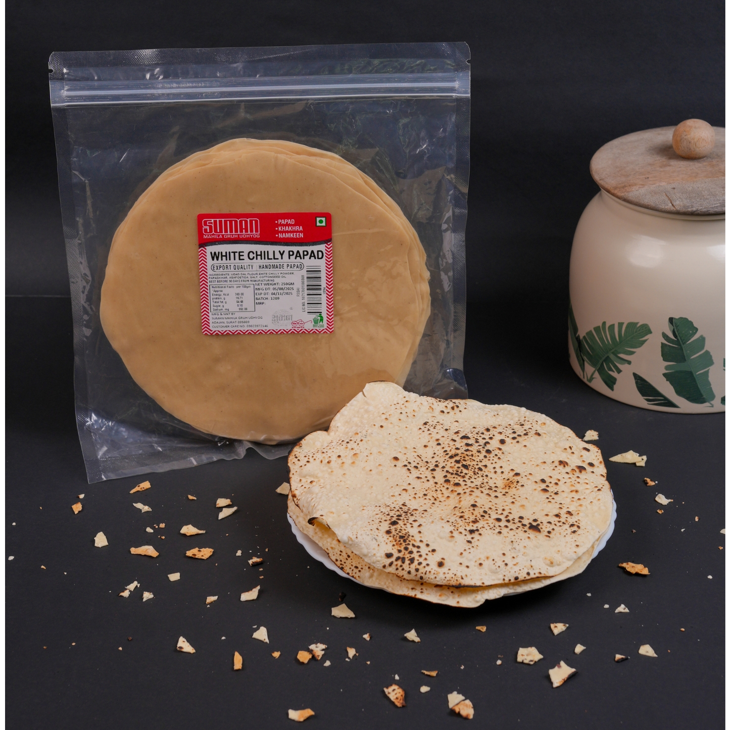 Handmade White Chilli Papad