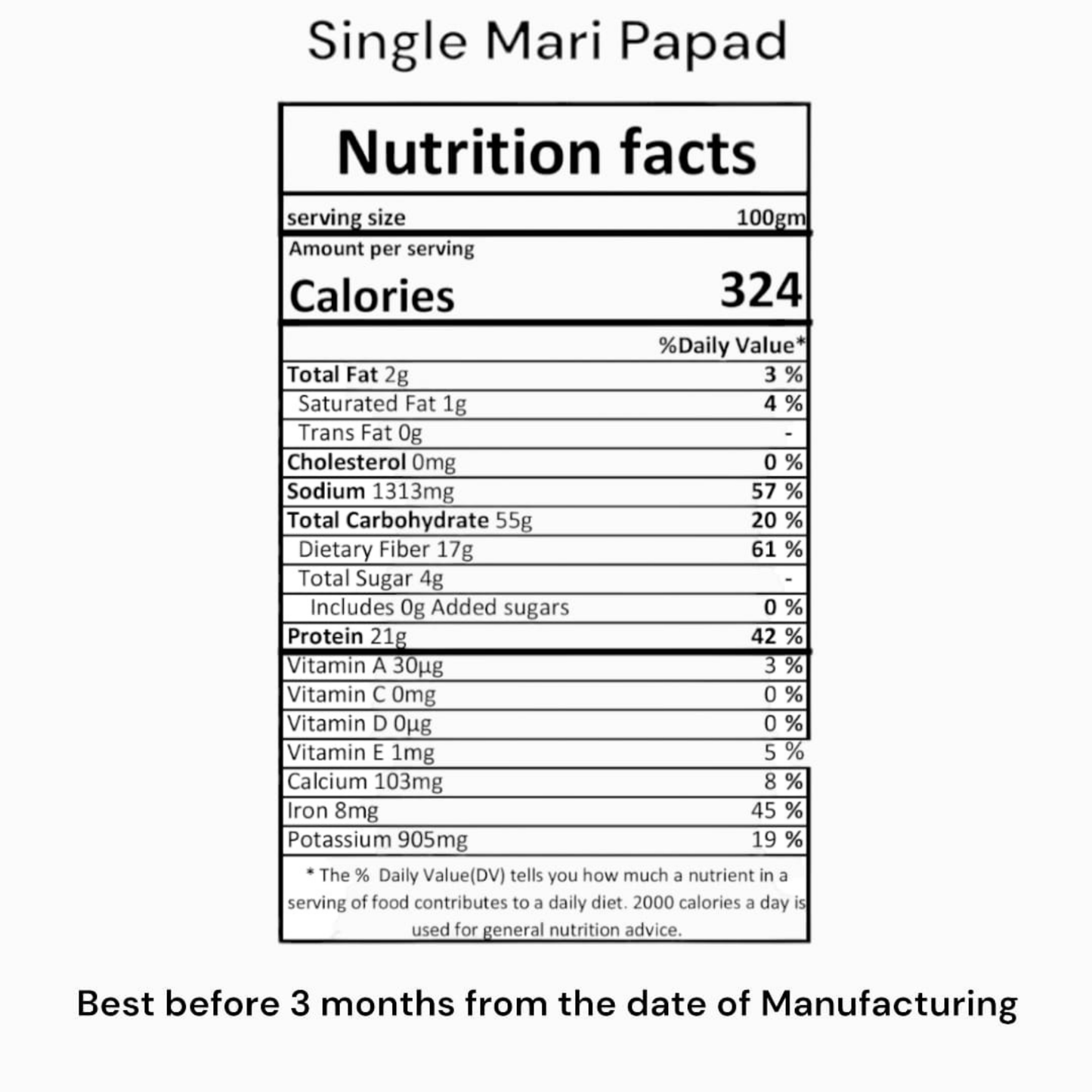 Handmade Single Mari Papad