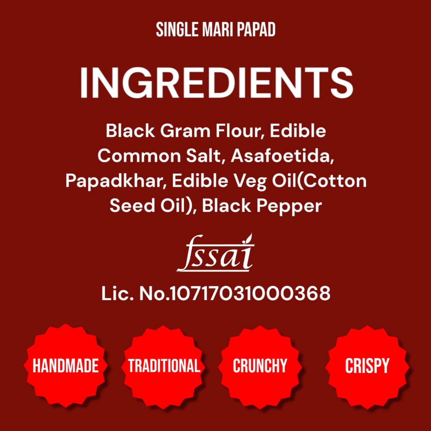 Handmade Single Mari Papad