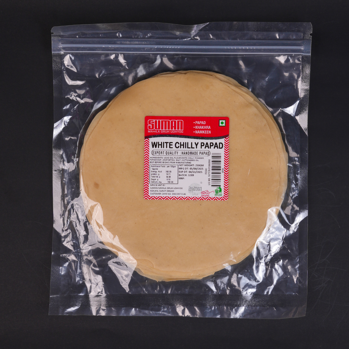 Handmade White Chilli Papad