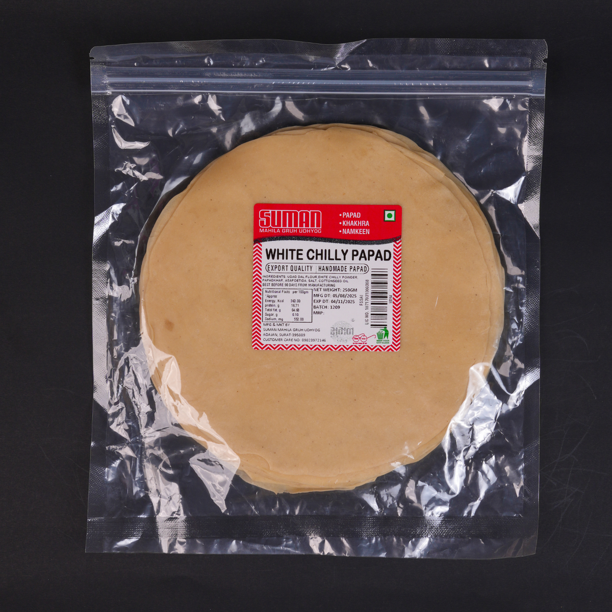 Handmade White Chilli Papad