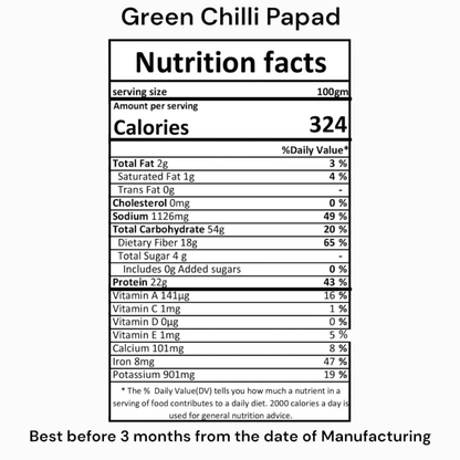 Handmade Green Chilli Papad