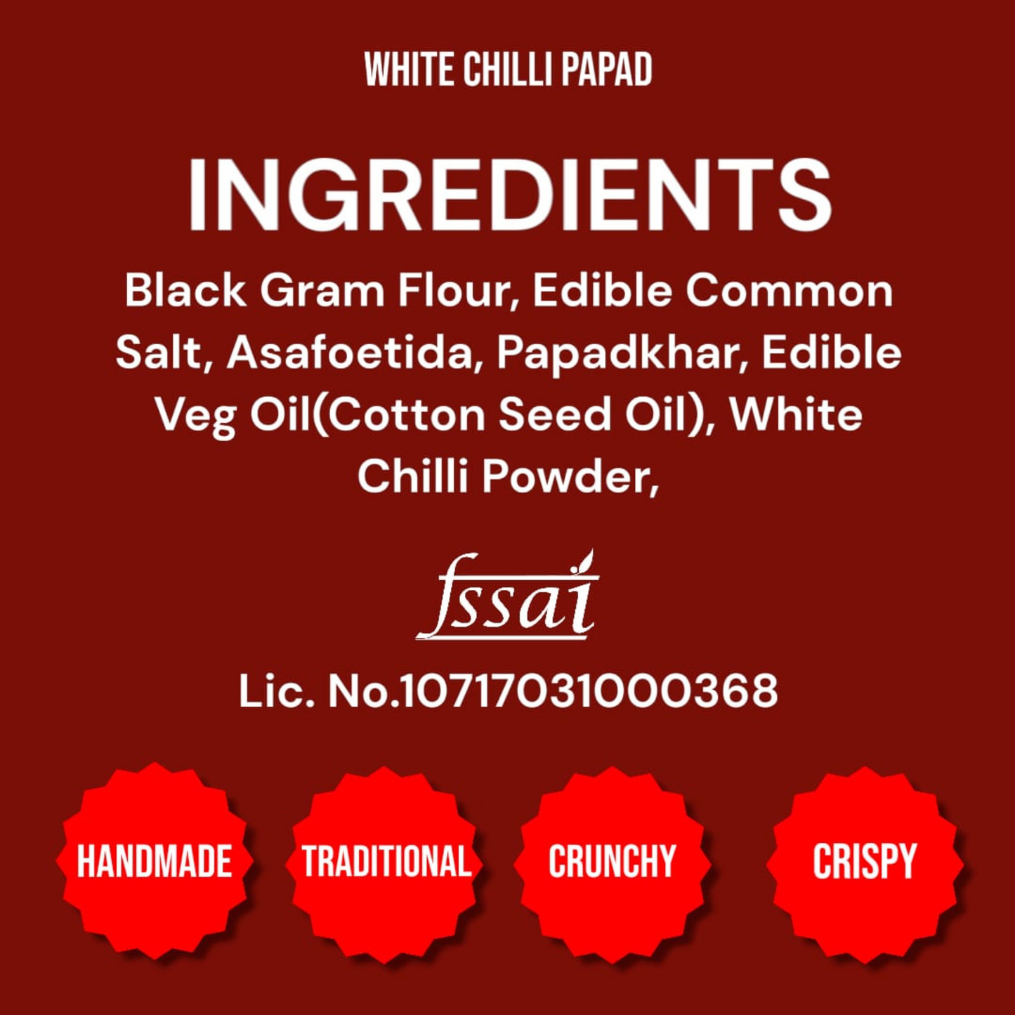Handmade White Chilli Papad