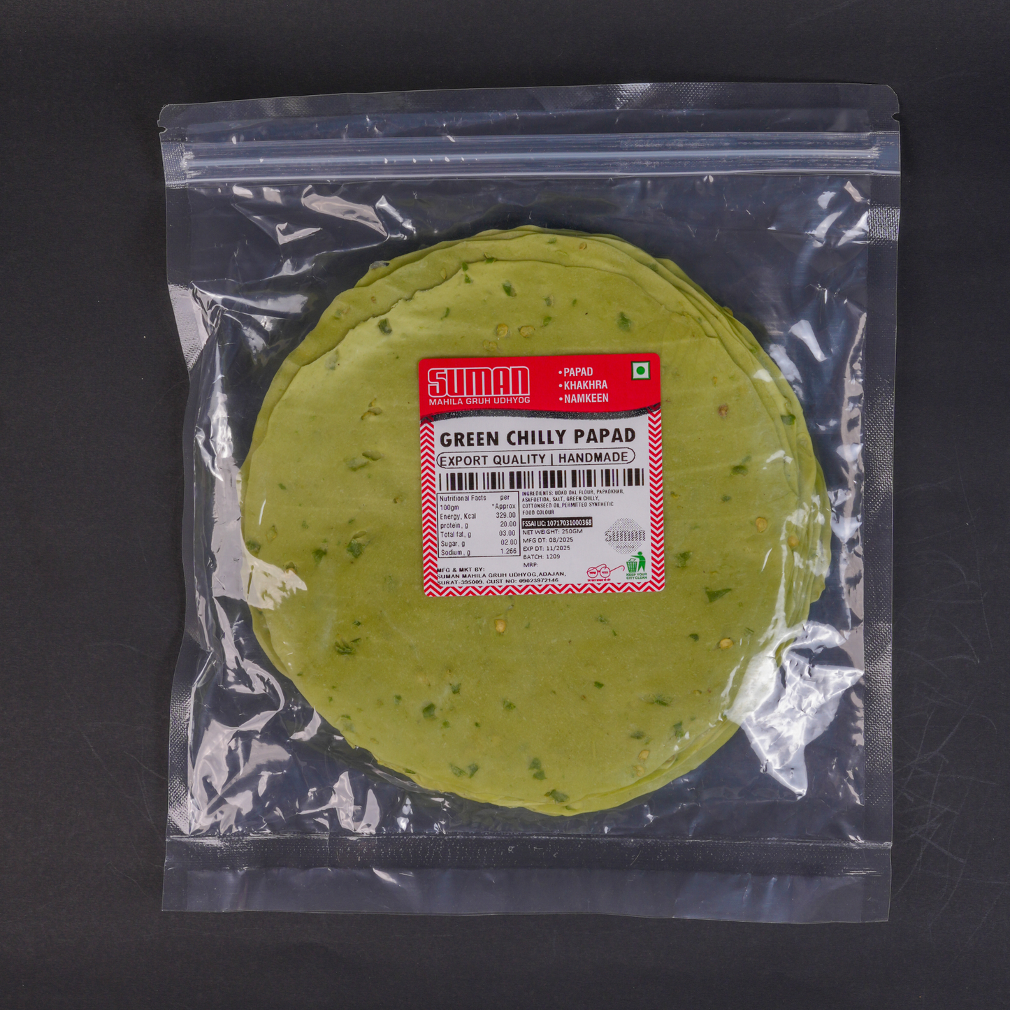 Handmade Green Chilli Papad