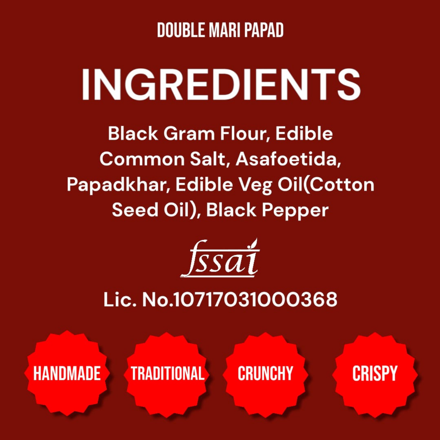 Handmade Double Mari /Punjabi Papad
