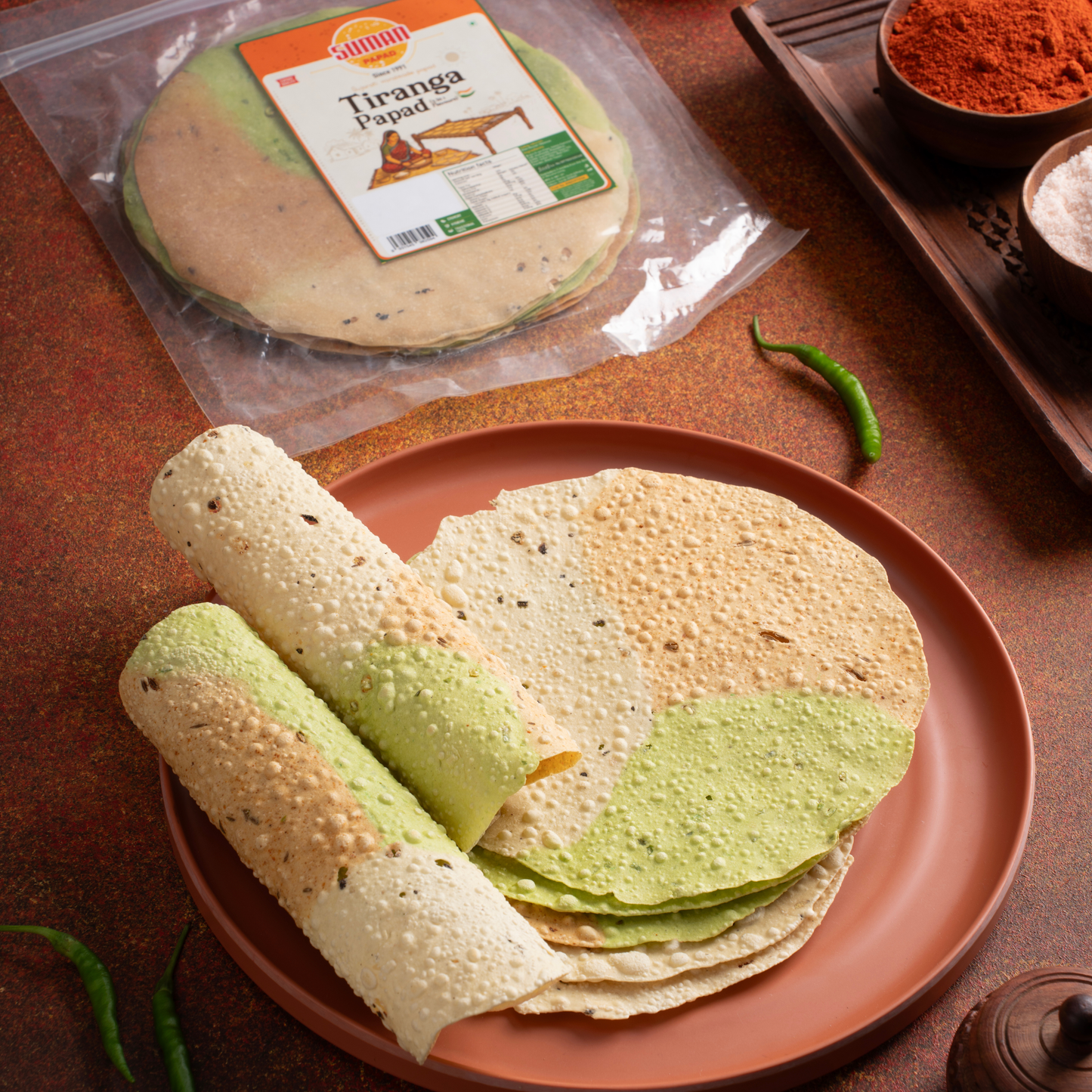 Handmade Tiranga/ 3 in 1 Papad